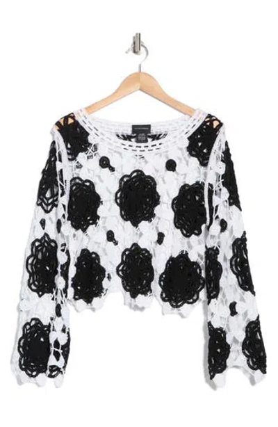 Forgotten Grace Crochet Lace Top In White/black