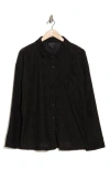 Forgotten Grace Crochet Long Sleeve Button Front Blouse In Black