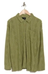 Forgotten Grace Crochet Long Sleeve Button Front Blouse In Olive