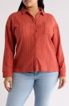 FORGOTTEN GRACE FORGOTTEN GRACE CROCHET LONG SLEEVE BUTTON FRONT BLOUSE