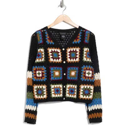 Forgotten Grace Crochet Sweater Cardigan In Multi