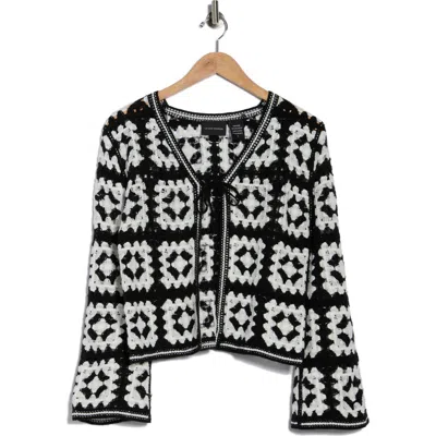 Forgotten Grace Crochet Sweater Cardigan In Multi