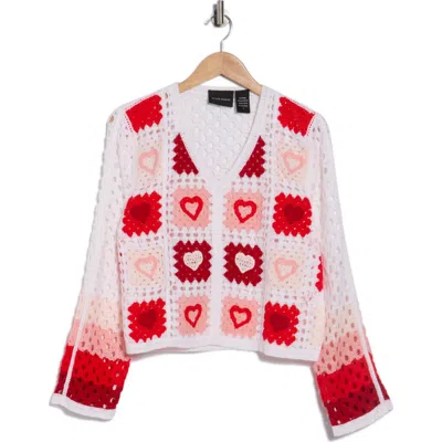 Forgotten Grace Crochet Sweater Cardigan In Multi