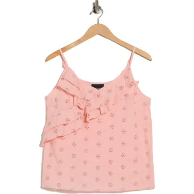 Forgotten Grace Double Ruffle Eyelet Cami In Pink