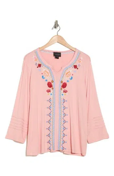 Forgotten Grace Embroidered Blouse In Pink