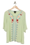 Forgotten Grace Embroidered Blouse In Sage