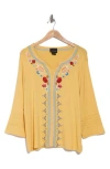 Forgotten Grace Embroidered Blouse In Yellow