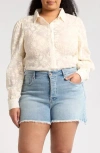 Forgotten Grace Embroidered Button Down Top In Natural