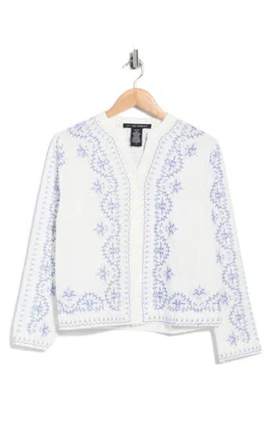 Forgotten Grace Embroidered Button Up Cotton & Linen Top In White