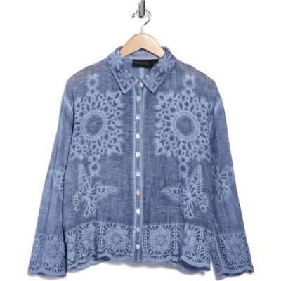Forgotten Grace Embroidered Button-up Shirt In Blue