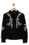 Forgotten Grace Embroidered Buttoned Top In Multi