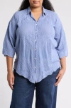 Forgotten Grace Embroidered Cotton Button-up Shirt In Denim