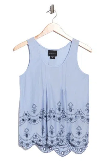 Forgotten Grace Embroidered Eyelet Cutout Tank In Blue