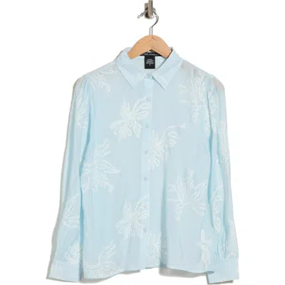 Forgotten Grace Embroidered Long Sleeve Button Shirt In Transparent