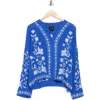 Forgotten Grace Embroidered Long Sleeve Button-up Shirt In Blue