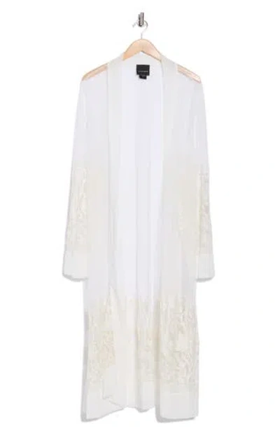 Forgotten Grace Embroidered Long Sleeve Mesh Duster In White