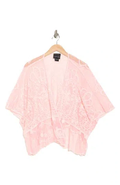 Forgotten Grace Embroidered Mesh Cardigan In Blush/white