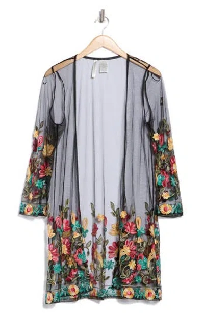 Forgotten Grace Embroidered Mesh Duster In Multi