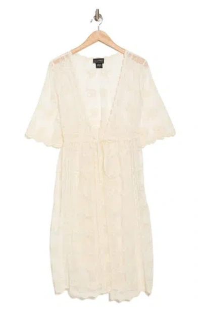 Forgotten Grace Embroidered Mesh Duster In Natural