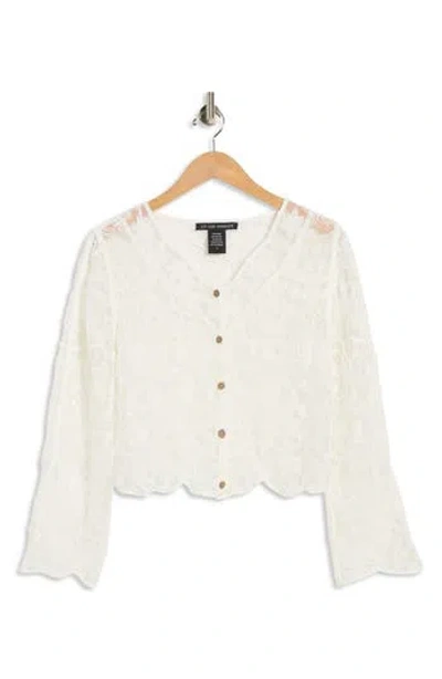 Forgotten Grace Embroidered Mesh Long Sleeve Top In Neutral