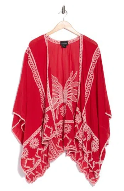 Forgotten Grace Embroidered Ruana In Red