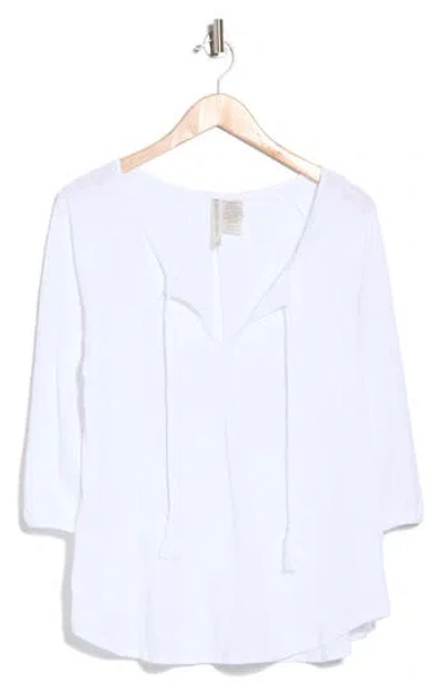 Forgotten Grace Embroidered Sleeve Peasant Top In White