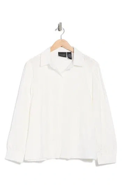 Forgotten Grace Eyelet Button-up Shirt In White