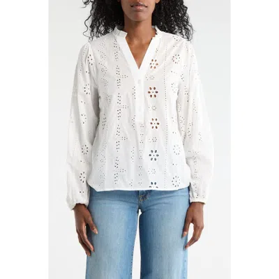 Forgotten Grace Eyelet Embroidered Button-up Shirt In White