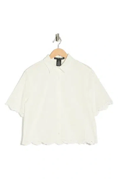 Forgotten Grace Eyelet Embroidery Button Up Shirt In White