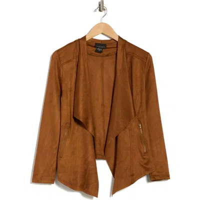Forgotten Grace Faux Suede Jacket In Brown