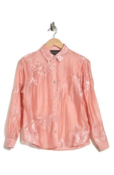 Forgotten Grace Floral Embellished Button-up Shirt In Pink