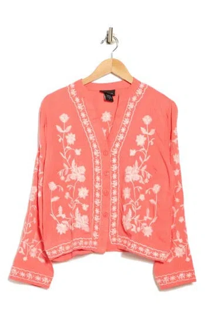 Forgotten Grace Floral Embroidered Button-up Shirt In Multi