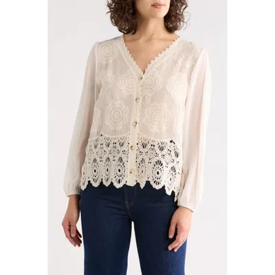 Forgotten Grace Floral Embroidered Cardigan In Neutral
