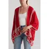Forgotten Grace Floral Embroidered Topper In Red