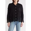 Forgotten Grace Floral Lace Button-up Shirt In Black