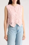 Forgotten Grace Floral Lace Button-up Top In Blush