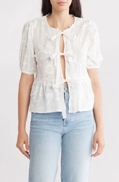 Forgotten Grace Floral Tie Top In White