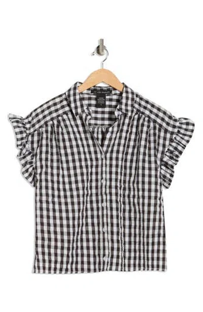 Forgotten Grace Gingham Short Sleeve Seersucker Button-up Shirt In Multi