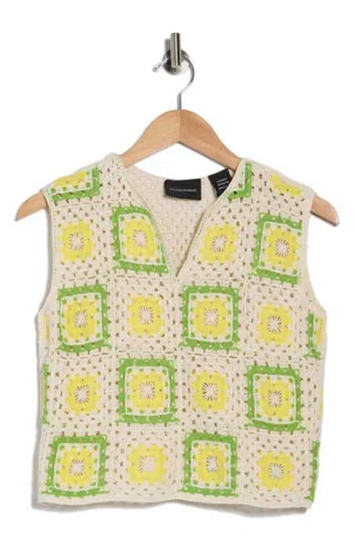 Forgotten Grace Granny Square Crochet Tank In Neutral