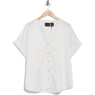 Forgotten Grace Jacquard Short Sleeve Button-up Shirt In White
