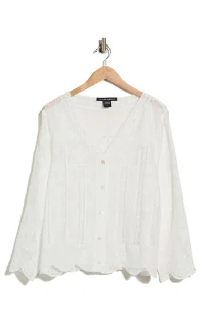 Forgotten Grace Lace Insert Cotton Shirt In White