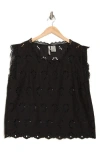 Forgotten Grace Lace Trim Embroidered Eyelet Blouse In Black
