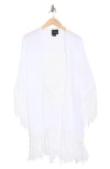 Forgotten Grace Long Fringe Knit Ruana In White