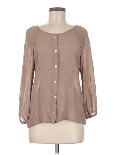 Pre-owned Forgotten Grace Long Sleeve Blouse In Tan
