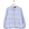 Forgotten Grace Long Sleeve Embroidered Top In Blue