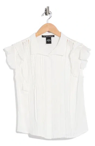 Forgotten Grace Mixed Media Cotton Eyelet Top In White