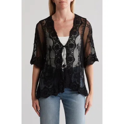 Forgotten Grace Novelty Crochet Lace Topper In Black