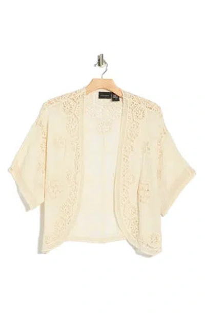 Forgotten Grace Open Front Cotton Top In Neutral