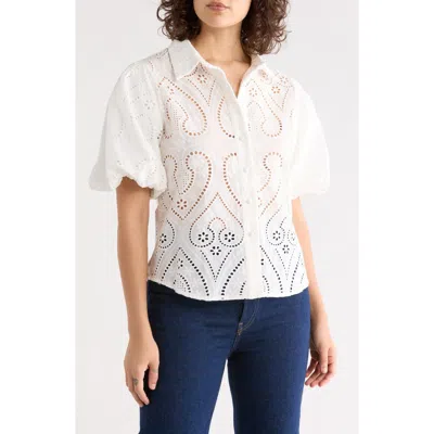Forgotten Grace Open Stitch Button-up Shirt In White