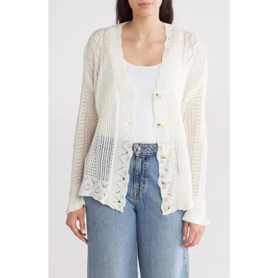 Forgotten Grace Open Stitch Cardigan In White